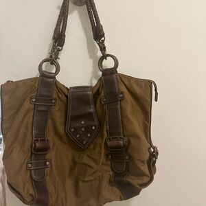 Y2K Nine West large Brown Tote Bag with faux Leather Straps